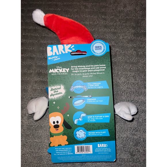 BARK Mickey Mouse Holiday Christmas Jolly old Saint Mickey Dog  squeak Toy  NEW - Picture 3 of 7